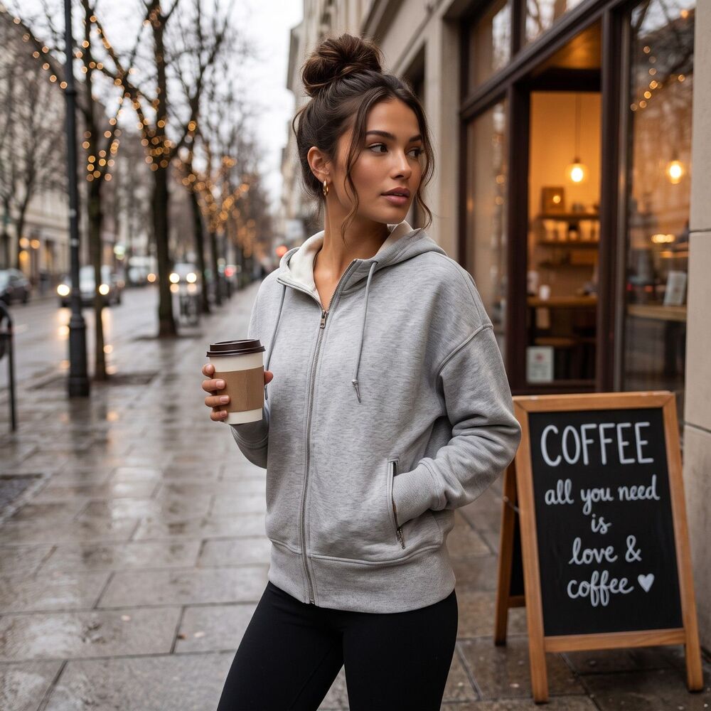 Old Navy Full-Zip Hoodie Sweatshirt Casual Heather Gray Size L